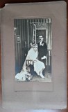 Fotografie pe carton, mire si mireasa, inceput de secol XX