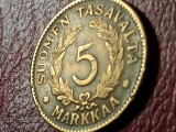 5 markkaa markaa markka marka marca marci 1947 Finlanda, stare EF/EF+, [poze], Europa