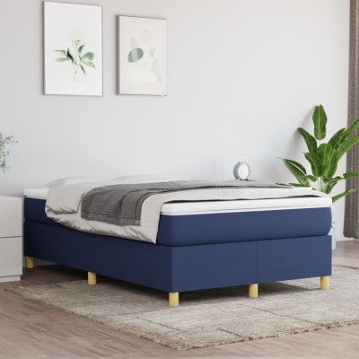 vidaXL Cadru de pat box spring, albastru, 120x200 cm, textil foto