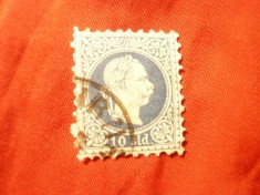 Timbru Austria Levant - 1867 supratipar 10 sld stampilat