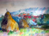 Acuarela "Vedere de pe deal" Aurel Nedel, Peisaje, Cubism