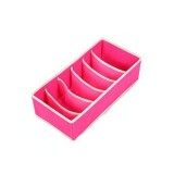 Cutie De Depozitare, Pentru Lenjerie, Sosete Si Sutiene, Material Textil, 6 Compartimente, 32 x 16 x 10 cm, Culoare Roz