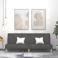 vidaXL Canapea extensibilă cu 2 locuri, gri &icirc;nchis, textil