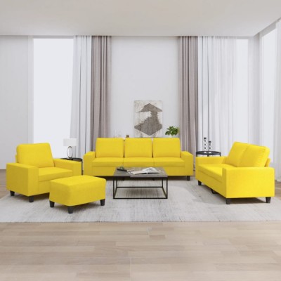 vidaXL Set de canapele, 4 piese, galben deschis, textil foto