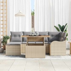 vidaXL Set de canapele pentru grădină 7 pcs Bej Rattan poli 3358219