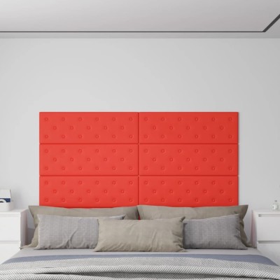 vidaXL Panouri de perete 12 buc. roșu 90x30 cm piele ecologică 3,24 m&amp;sup2; 344004 foto