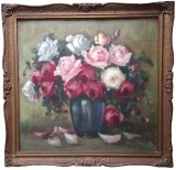 Jean Constantin Buiuk (1880-1953)-Vas cu trandafiri, pictură (1945)