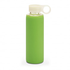 Sticla de apa sport 380 ml cu protectie din silicon, Everestus, 20FEB1083, Sticla, Verde, saculet inclus foto