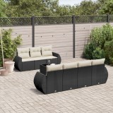 Cumpara ieftin Set mobilier de grădină cu perne, 8 piese, negru, poliratan