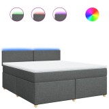 Cumpara ieftin Pat box spring cu saltea, gri inchis, 180x200 cm, textil