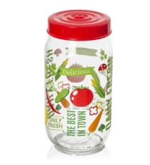 Borcan decorat din sticla cu capac , 1000 ml,171541-052