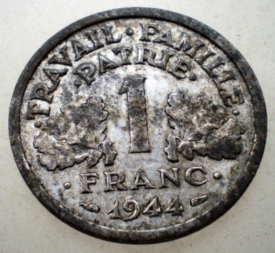 7.582 FRANTA WWII VICHY 1 FRANC 1944 C Castelsarrasin foto