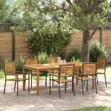 VidaXL Set de masă pentru grădină 7 pcs Negru Rattan poli