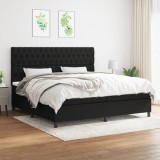 Cumpara ieftin Pat box spring cu saltea, negru, 200x200 cm, textil