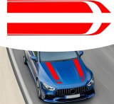 Set 2 stickere autoadezive Tuning, model &quot;Hood Stripes V1&quot;, dimensiune 85 x 12 cm, culoare Rosie FAVLine Selection