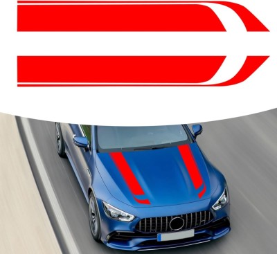 Set 2 stickere autoadezive Tuning, model &amp;quot;Hood Stripes V1&amp;quot;, dimensiune 85 x 12 cm, culoare Rosie FAVLine Selection foto