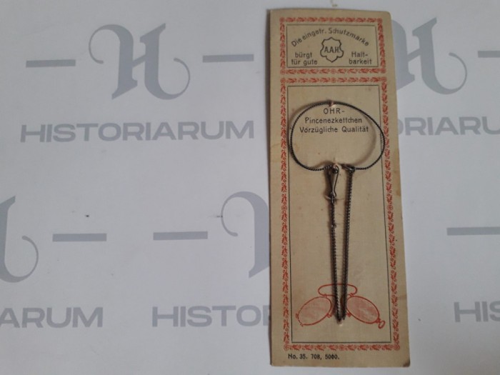 HST Lanț pentru pince-nez sau zwicker &icirc;n ambalaj original &icirc;nceput de secol XX