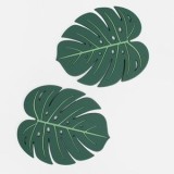 Set Suport Pahare Frunze Tropicale Verde 12x10cm, CMCLASS