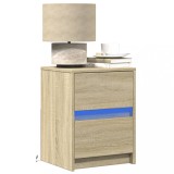 vidaXL Noptieră cu lumini LED, stejar sonoma, lemn prelucrat