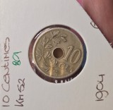 801 Belgium Belgia 10 Centimes - L&eacute;opold II French text - Large date 1904, KM#52