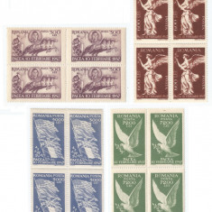 |Romania, LP 208/1947, Pacea, blocuri de 4 timbre, MNH