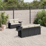 VidaXL Set mobilier de grădină cu perne, 6 piese, negru, poliratan