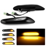Semnalizari LED Dinamice pentru BMW E90 E92 E60 E87 E82, set 2 bucati, Negru fumuriu - Transparent, Autohelix MSA