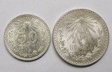 MEXIC 50 CENTAVOS+UN PESO 1944 . #ARGINT . CU LUCIU DE BATERE ., America de Nord