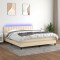 vidaXL Pat cu arcuri, saltea și LED, crem, 160x200 cm, textil 3133490