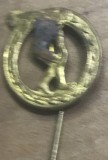 Insigna ambutisata RPR Insigna Sportiva Veche Atletism / Alergator, Alama cca. 1950 / Vintage Bronze Track Field Runner Sports Badge Pin