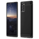 Husa Back Case Carbon din Silicon compatibila cu Samsung Galaxy Note 20 - Negru, Soumixpro