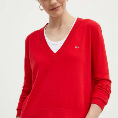 Tommy Jeans pulover femei, culoarea roșu, light DW0DW17251