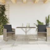 vidaXL Set bistro cu perne, 3 piese, gri deschis, poliratan