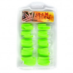 Tipsuri pentru manichiura colorate, 100 bucati, verde foto