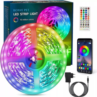 Banda LED RGB, 6 m, cu telecomanda, controlabila si prin aplicatie mobila, Gonga&amp;reg; Multicolor foto