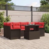 vidaXL Set de canapele pentru grădină cu pernă 7 pcs Maro Poli Rattan 3356957