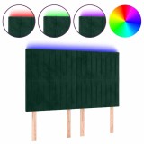 Cumpara ieftin Tablie de pat cu LED, verde inchis, 144x5x118/128 cm, catifea