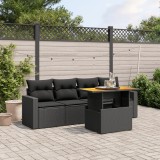 Cumpara ieftin Gossi set mobilier de gradina cu perne, 5 piese, negru, poliratan