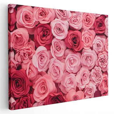 Tablou flori trandafiri roz Tablou canvas pe panza CU RAMA 40x60 cm foto