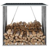 vidaXL Șopron de lemne de grădină, gri, 163x83x154 cm, oțel galvanizat 47091