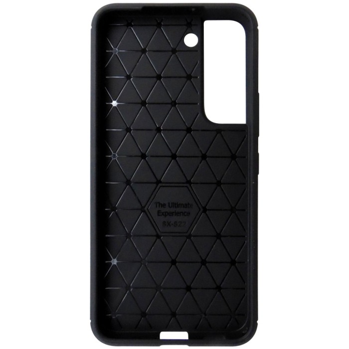 Husa spate Auto Focus aspect Carbon silicon neagra pentru Samsung Galaxy S22 5G