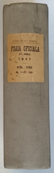 CAILE FERATE ROMANE , FOAIA DE CALCUL C.F.R , NUMERELE 1807 - 1862 , ANUL XXI , 1947