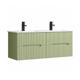 Trent 120 dulap de baie inferior cu chiuvetă ceramică 4 sertare, verde deschis