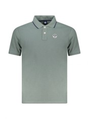 Tricou polo barbati, cu mini logo brodat si detalii pe guler, Regular fit, Verde, S foto