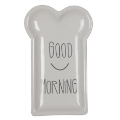Farfurie ceramica gri alb 10x17x2 cm