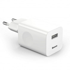 Incarcator Retea Baseus , 1*USB, QuickCharge 3.0, 3 Amperi, 24W, Alb foto