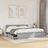 vidaXL Cadru de pat cu tăblie gri sonoma 200x200 cm lemn prelucrat