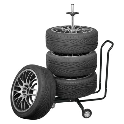 Carpoint Suport mobil pentru roți, cu capac, negru, aluminiu 439322 foto