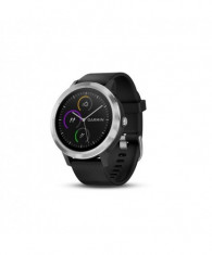 Ceas smartwatch garmin vivoactive 3 gps argintiu curea silicon neagra foto