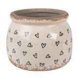 Set 2 ghivece flori ceramica bej neagra Heart 12x10 cm